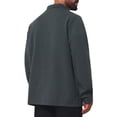 thumbnail image 3 of Men's Vintage Casual Button Down Chest Pocket Jacquard Knit Shirt Jacket S Dark Gray, 3 of 6