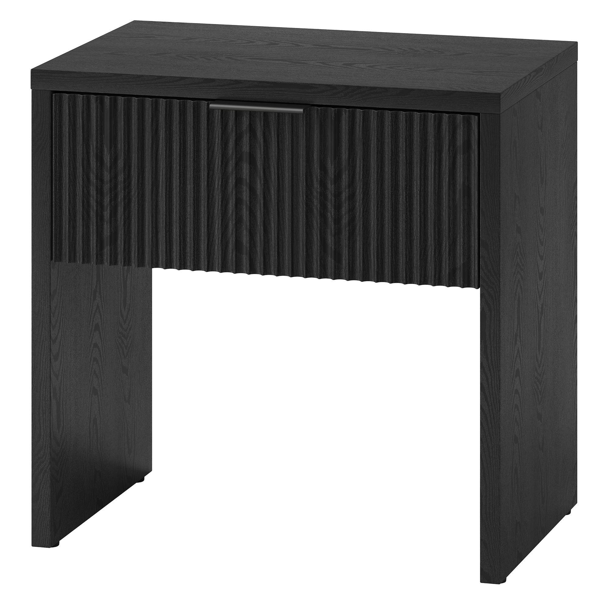Kenslow 24" Wide Rectangular Fluted Nightstand in Black Grain