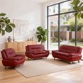 thumbnail image 5 of Aukfa 3 Piece Sofa Set - 79" Upholstered 3 Seat Sofa Couch for Living Room Bedroom, Leather, Red, 5 of 9