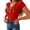 Red, variant on Women's Ribbed Short Sleeve Top, V-Neck Blouse with Chain and Heart, Slim Fit Casual Tee for Daily and Night Out