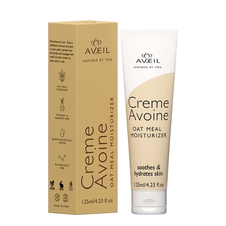 Aveil Creme Avoine Oat Meal Moisturizer-Pack Of 1-125Ml, Dermatologically Tested All Season Moisturizer For All Skin Types, Face Moisturizer For Soothing & Hydrating Skin, Paraben