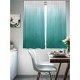 thumbnail image 4 of Teal Green Ombre Sheer Curtains 63 Inch Length 2 Panels Set Window Treatments, Contemporary Gradient Abstract Art Rod Pocket Semi Curtains for Living Room/Bedroom/Kitchen Décor, 104"W x 63"L, 4 of 7
