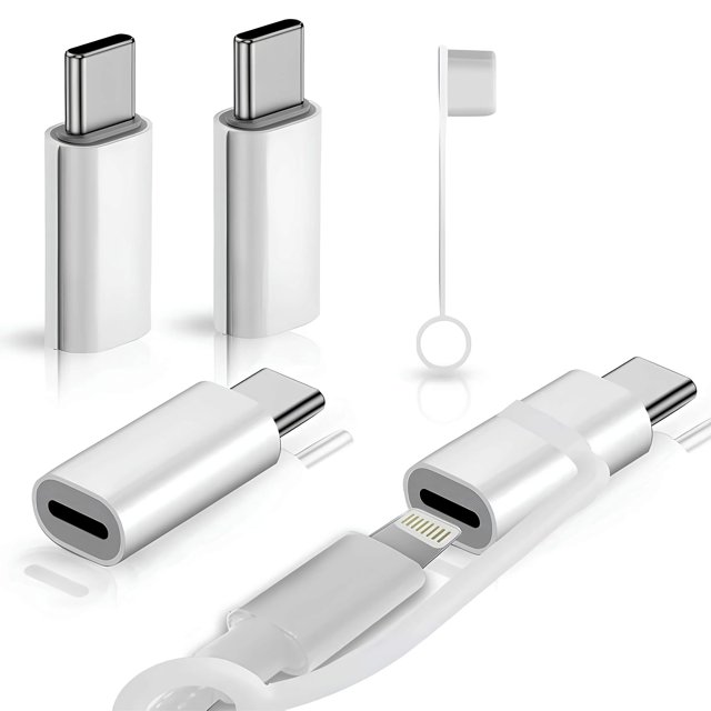 Paquete De 4 Adaptadores Lightning A Usb C De Carga Rápida De 27 W, Compatible Con Iphone 16/15 Pro Max, Ipad, Airpods, Samsung S24/S23, Solo Carga Y Datos De Píxeles (Sin Audio/Otg)