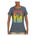 thumbnail image 2 of Tropical Palm Tree Silhouette | Womens Pop Culture Graphic T-Shirt, Charcoal, 2XL, 2 of 4