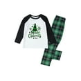 thumbnail image 3 of Family Matching Christmas Pajamas Set, Xmas Tree Letter Print Round Neck Long Sleeve Tops Plaid Long Pants for Parents Kids, 3 of 4