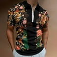 thumbnail image 2 of Chinese Traditional Dragons Men Zipper T-shirt Summer Casual Short Sleeve T-shirt Top, 2 of 7