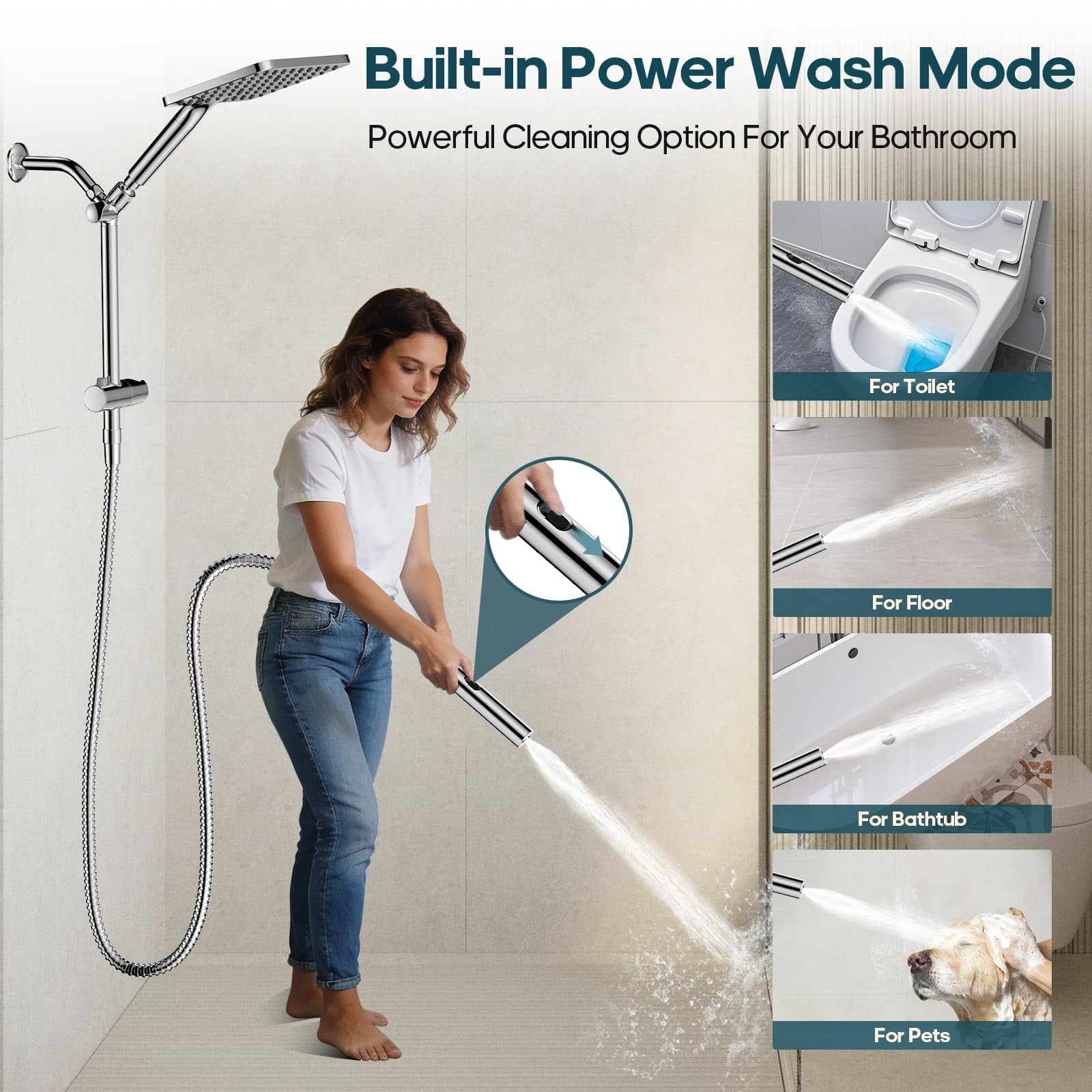 Filtered Shower Head With Handheld Spray Combo High Rain Dual Filters - Removes Chlorine Height Adjustable & Built-in Power Wash