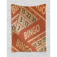 thumbnail image 1 of Bingo Tapestry, Pile of Graphic Game Cards Design with Numbers Entertainment Theme, Wall Hanging for Bedroom Living Room Dorm Decor, 60W X 80L Inches, Burnt Orange and Sand Brown, by Ambesonne, 1 of 2