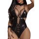 thumbnail image 1 of VISgogo Lencería sexy de peluche para mujer, sin mangas, ahueca hacia fuera, con lazo cruzado, de piel sintética VISgogo moda, 1 of 7