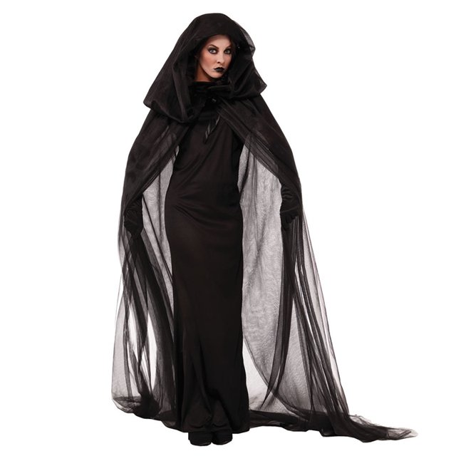 Disfraz De Vampiro De Bruja De Fantasma De Cementerio De Cosplay Para Mujer Con Capa De Halloween