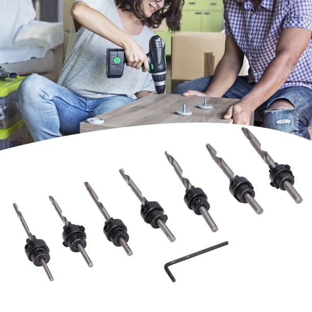 Juego de Brocas Avellanadoras ANGGREK de Madera de 8 Piezas con Llave para Carpintería
