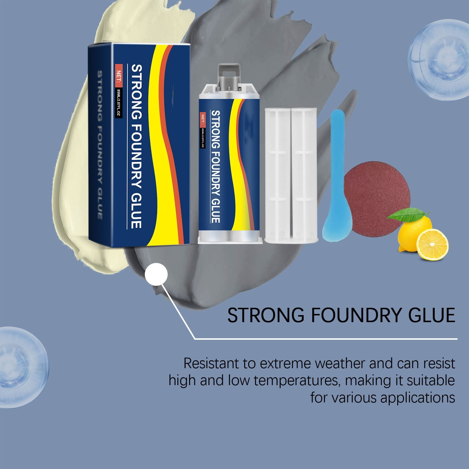 Cadorn 2 - Pack 85ml Strong Foundry Glue - High - Strength Metal, Ceramic, Stone Repair Adhesive