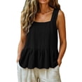 thumbnail image 4 of Womens Tank Tops Cotton Linen Blouse Vacation Cute Sleeveless Shirts V Neck Vest Black Tank Tops for Women, 4 of 9