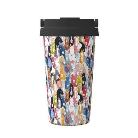 

Junzan Colourful Horses for Stainless Steel Vacuum Insulated Tumbler - Reusable Insulated Cold Brew Iced Coffee Cup Thermos -Gifts for Women Men Him Her