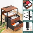 thumbnail image 4 of Nightstand with Charging Station, Small Night Stand Fabric Drawers and Storage Shelf for Bedrooms, Nightstands Spaces, Bedside Table USB Ports & Outlets, Brown, 4 of 9