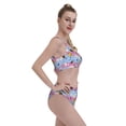thumbnail image 4 of Daiia Bees And Daisies Striped printed 2 piece Swimsuit Bikinis for Women High Waisted Racerback Bathing Suits Summer Tummy Control Scoop Neck Swimwear-Small, 4 of 8