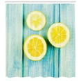 thumbnail image 3 of Ambesonne Lemon Shower Curtain, Juicy Slices Wood, 69"Wx70"L, Yellow Sky Blue, 3 of 3