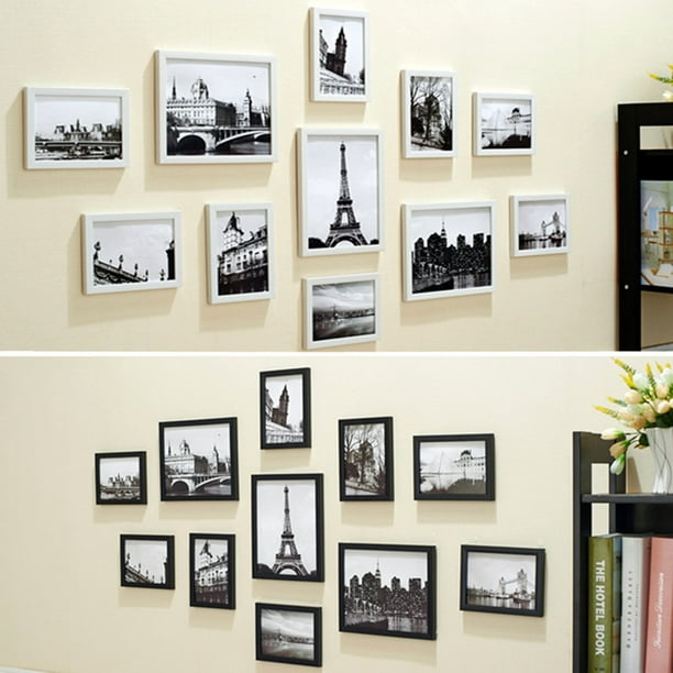 Jeteven 11pcs Wall Hanging Photo Frame Set Family Picture Display Modern Art Home Decor White Color Com - Wall Of Frames Home Decor
