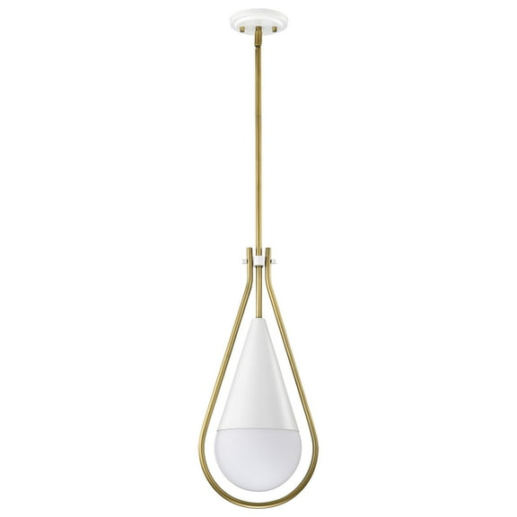 60/7923-Nuvo Lighting-Admiral - 1 Light Pendant In Contemporary Style-21.5 Inches Tall and 10 Inches Wide-Matte White/Natural Brass Finish