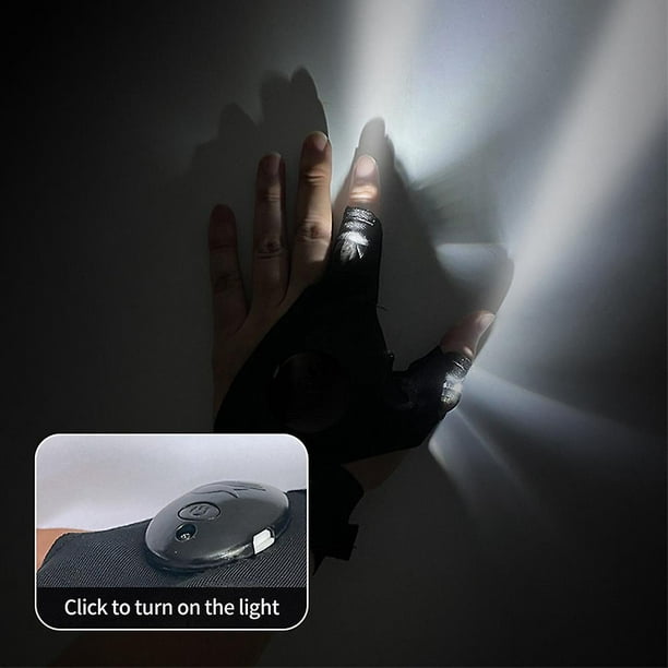 Lampe de poche LED étanche, gants mains libres, lumières de doigts, gants  de pêche pour réparation