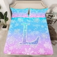 thumbnail image 3 of Homewish Initial L Letter Twin Sheet Sets for Teens, Blue Purple Snowflake Twin Fitted Sheet, Dreamy Western Christmas Flat Sheet, Breathable Home Decor, 3-Piece, 3 of 8