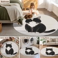 thumbnail image 5 of Round Rug 6Ft Washable Non-Slip, Cute Cats Circle Area Rugs for Living Room Bedroom, Modern Abstract Ink Painting Gray Striped Indoor Floor Mats Carpet Runner for Home Decor Aesthetic, 5 of 8