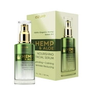 AZURE Hemp & Aloe Nourishing Facial Serum - Moisturizing, Calming & Revitalizing | Reduces Wrinkles, Fine Lines, Creases & Dehydrated Skin  - 1.69 fl oz