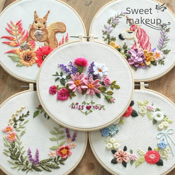 Newly Launched Unique European-Style Embroidery DIY Starter Kit for Beginners - Semi-Finished Craft Set with Easy Learning Guide, Ideal for Home Decor & Textile Projects, Includes Embroidery Hoop