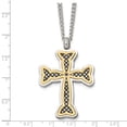 thumbnail image 5 of Stainless Steel Necklace with Pendants Chain Polished Black and Yellow IP-plated Cross 24in 24 inch, 5 of 5