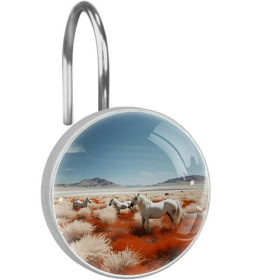 HemaKayy 12 Pcs Decorative Shower Curtain Hooks - Stainless Steel Rings for Bathroom Décor - Easy Glide & Secure Hold - Perfect Decoration for Bathroom Shower Rods - Animal Horse