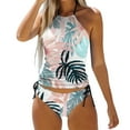 thumbnail image 1 of PMVFHDE Women's Tankini Swimsuits Backless Print Adjustable Strap Padded Plus Size For Beach Wear, 1 of 4