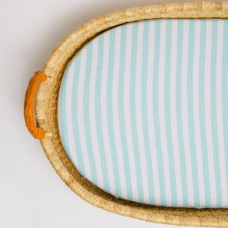 Mint Stripe Changing Pad Cover