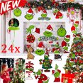 thumbnail image 2 of 24 Uds. Adornos de Feliz Navidad Grinch, etiquetas de regalo colgantes para puerta navideña, 2 of 9