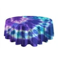 thumbnail image 5 of Purple Blue Tie Dye Pattern Round Tablecloth 60"x60",Wrinkle Wipeable Table Cloth for Kitchen Dining Room Picnic Patio Party, 5 of 6