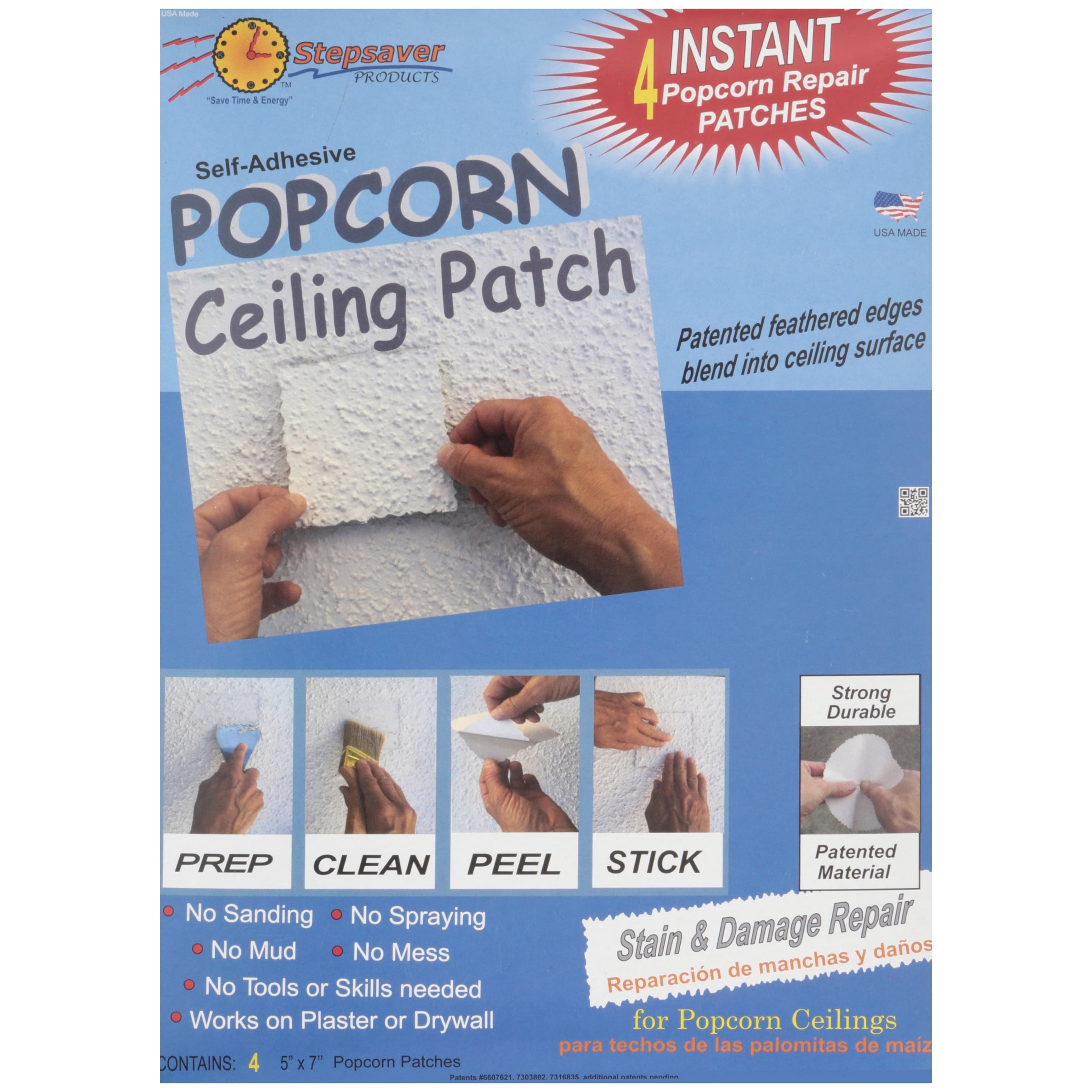Stepsaver Self Adhesive Popcorn Ceiling Patches 4 Ct Box Com