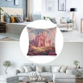 thumbnail image 3 of Pink castle rainbow flowers Linen toss pillowcase Decoration pillowcase Gift preferred 20x20" Cushion cover 4 set Sofa pillowcase Sofa bedroom living room car, 3 of 5