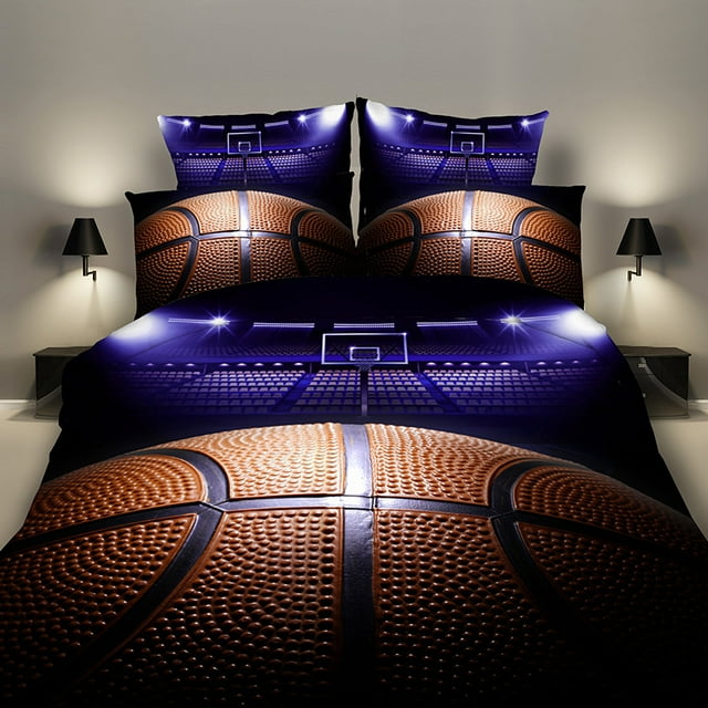 Sports Basketball football quilt bedding 3d foreign trade three-piece set