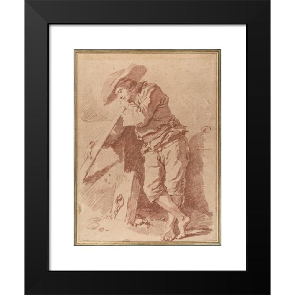 Jean-Honoré Fragonard 15x18 Black Modern Framed Museum Art Print Titled - A Fisherman Leaning on an Oar (1774)