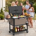 thumbnail image 3 of 100 Quart Rolling Cooler Cart with Bottle Opener Drainage, Portable Patio Cooler Rolling on Wheels, Outdoor Rolling Beverage Cart Drink Cooler for Patio Pool Deck Party BBQ Cookouts, 3 of 8