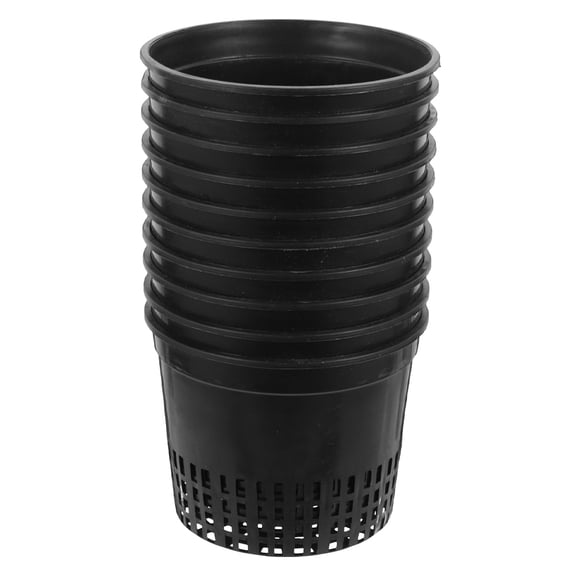 LABSERRON 10pcs Plant Net Pot Hydroponic Nursery Pots Black Plastic For Outdoor Gardening