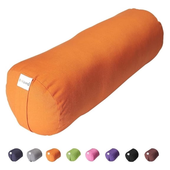 Yoga Bolster Pillow for Restorative Yoga Meditation Bolster 100% Cotton Cylindrical Meditation Cushion Firm Cushion Bolster Washable Cover for Balance Support Asana