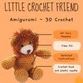 thumbnail image 3 of Leisure Arts Little Crochet Friend Animals Crochet Kit, Lion, 8", Complete Kit, Learn To Animal Starter Kit For All Ages, Includes Instructions, Diy Amigurumi Kits, 3 of 7