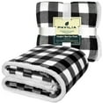 thumbnail image 2 of PAVILIA Buffalo Plaid Sherpa Blanket Throw Twin, Black White Check | Fuzzy Checkered Flannel Fleece Blanket for Couch Bed | Fluffy Warm Cabin Plaid Plush Microfiber Blanket | 60x80, 2 of 7