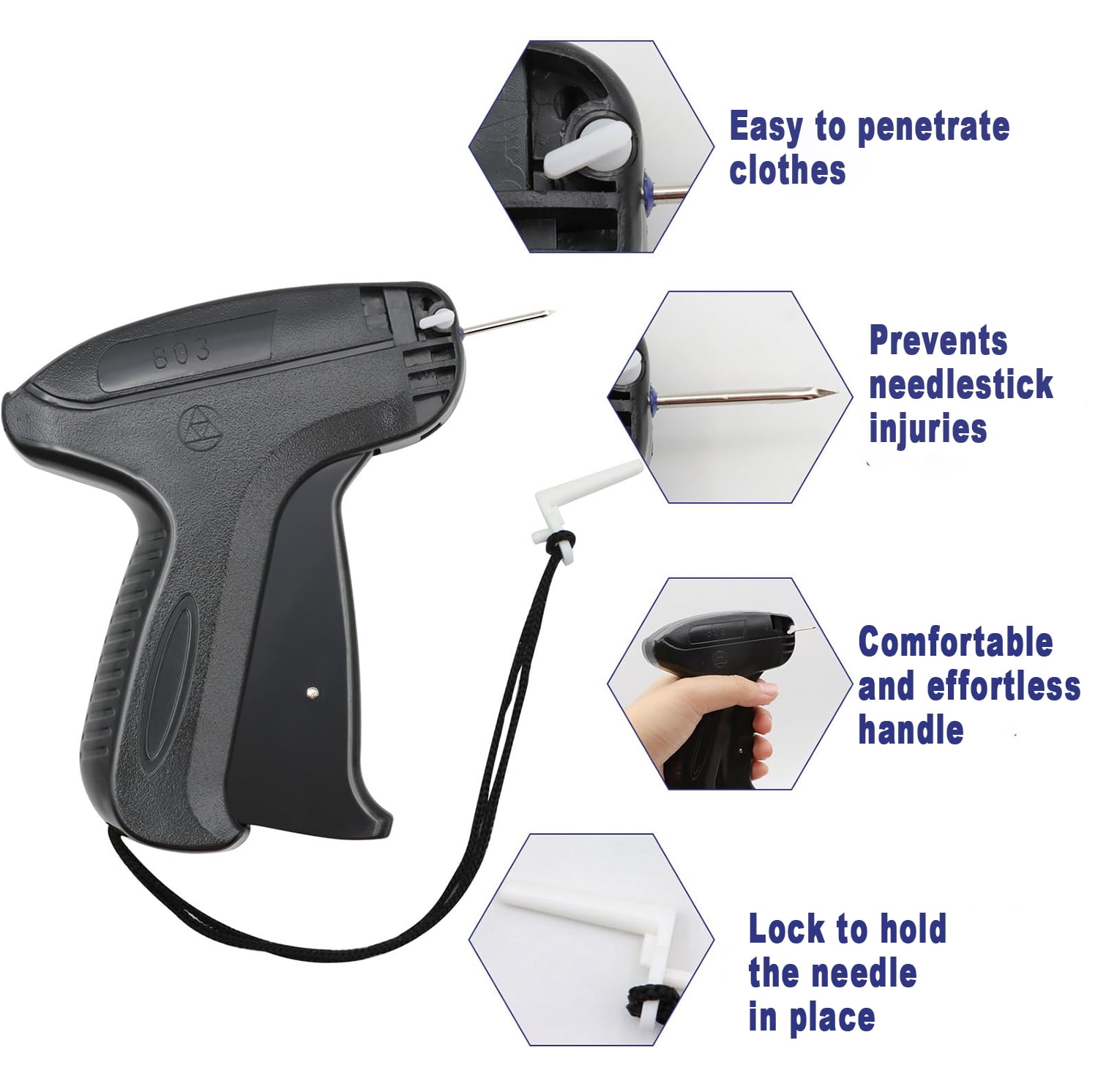 SPOKKI Price Label Gun for Clothing, Hats, Socks with 3000 Paddle Threads and 5 Replacement Needles (5cm)