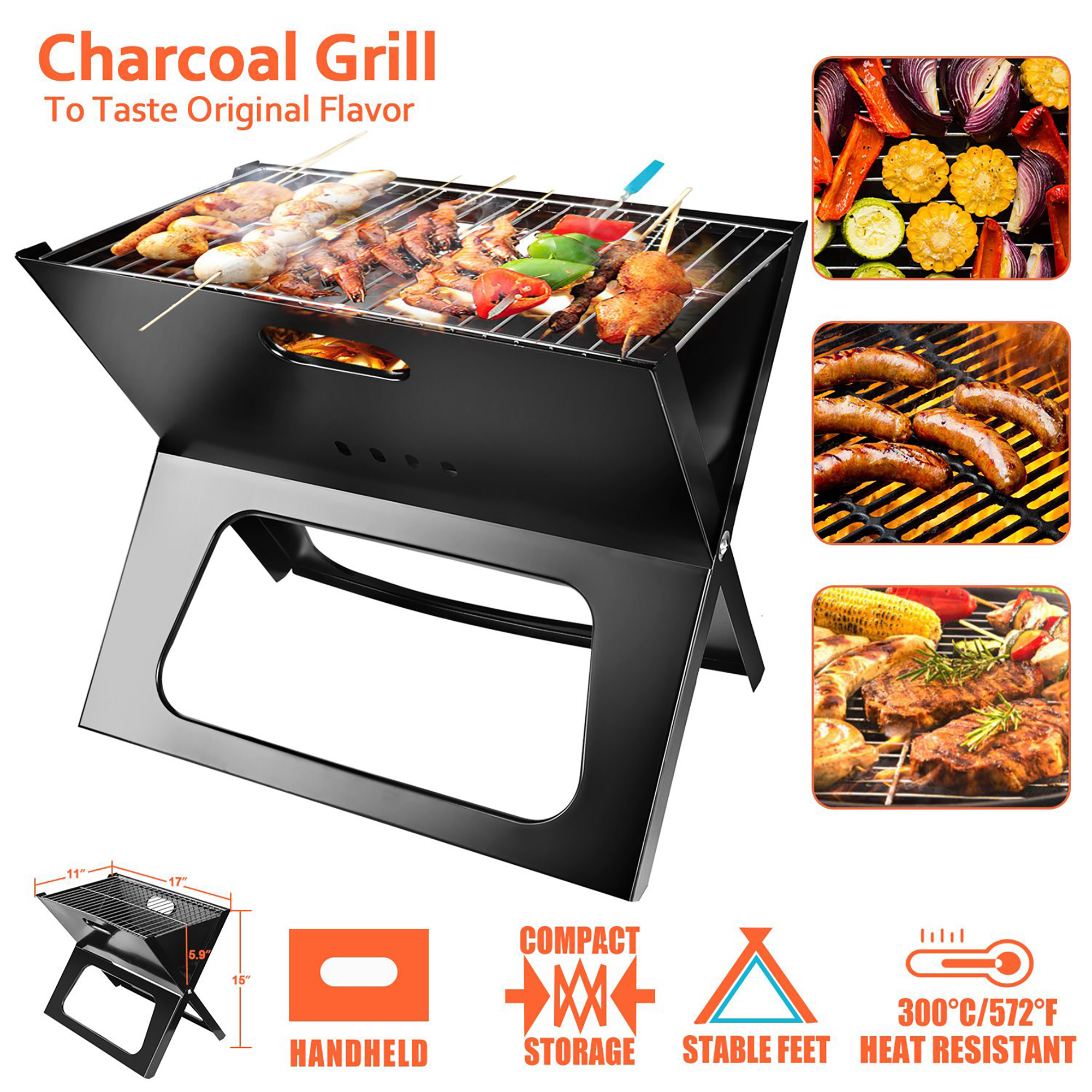 Portable Charcoal Grill – Mini Tabletop BBQ for Camping, Picnics & Tailgating
