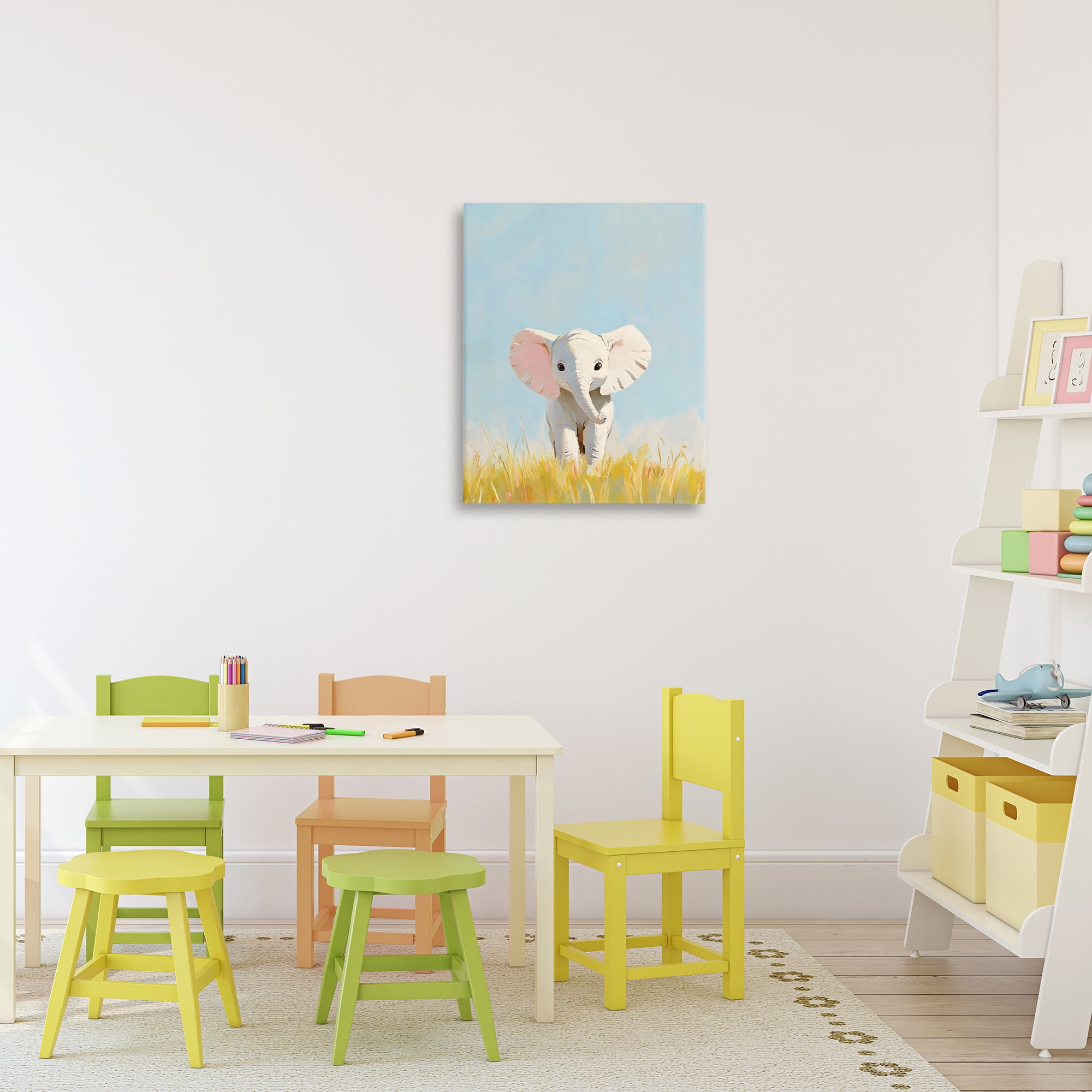 Stupell Industries White Baby Elephant in Grass Canvas Wall Art, design by The Prints Vibe