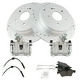 thumbnail image 2 of TRQ Rear Brake Pad and Rotor Set Ceramic Slotted Drilled G Coated Rotors Calipers Hoses Fits 2004-2005 Mazda 3 S 2005 3 SP23, 2 of 5
