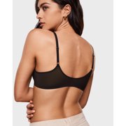 Womens Cosnufy Sheer Front Closure Bra Demi Sexy Seamless Unlined Mesh Underwire Bra