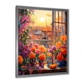 thumbnail image 2 of Designart "Sunset Florals through Italian Windows II" Floral Framed Wall Art - Traditional Orange Window Living Room Framed Canvas Art, 2 of 6