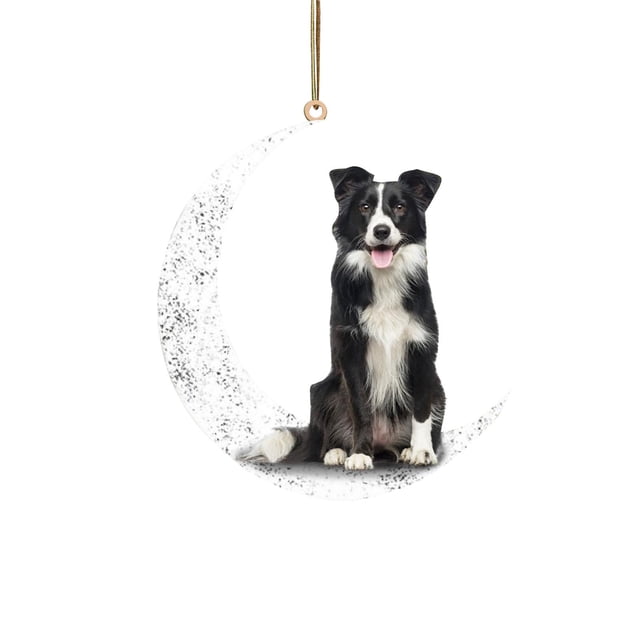 Arte del hierro Siéntese en la luna Adorno de luna de perro encantador para amantes de los perros Colgante de árbol de Navidad Wmkox8yii gf6347